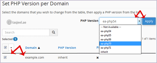 How to Set the PHP Version per Domain, Using cPanel? 2