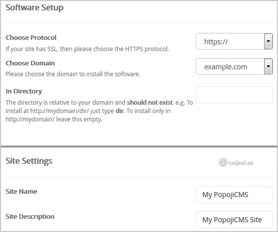 How to Install PopojiCMS via Softaculous in cPanel? 4