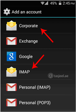 android mail add account