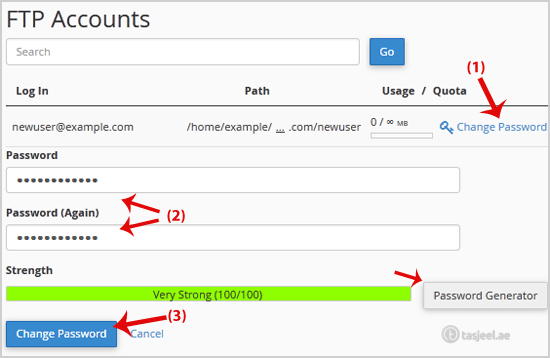 How to change the password of the FTP Account in cPanel? 2