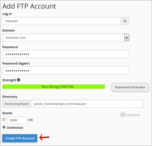 How to create an FTP Account in cPanel? 2